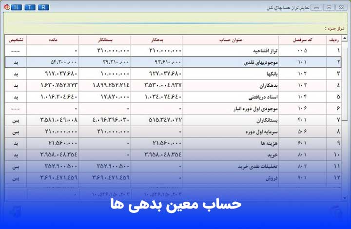  حساب معین بدهی ها